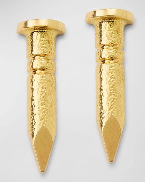 18K Yellow Gold Polished Nail Stud Earrings