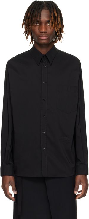MM6 Maison Margiela Chemise noire en satin et popeline
