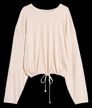 Icone - Sweat court côtelé - Taille L - Beige