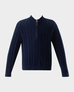 Boy's Half-Zip Cable-Knit Sweater, Size 2-10