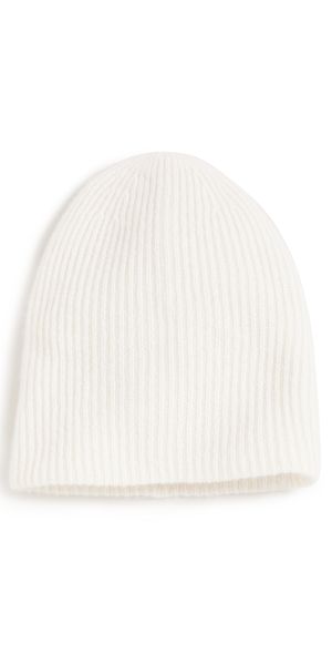 White & Warren Cashmere Plush Rib Beanie Soft White One Size