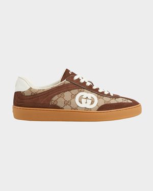 Men's G75 Suede and GG Supreme Retro Low-Top Sneakers