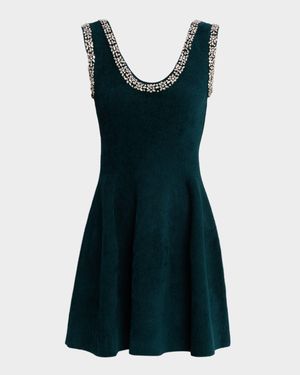 Leona Crystal-Trim Mini Dress