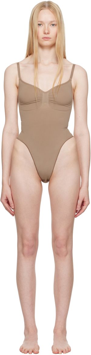 SKIMS Taupe Seamless Sculpt Thong Bodysuit
