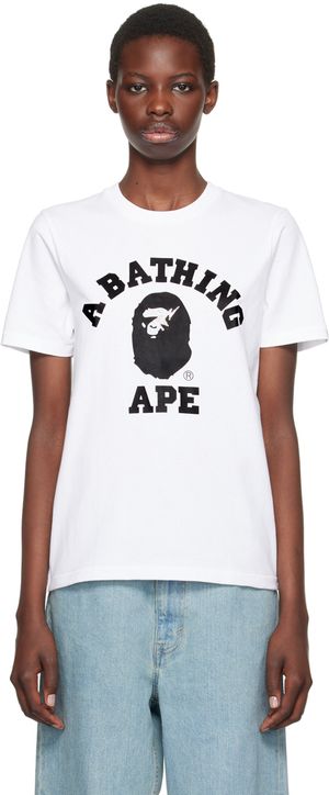 BAPE White College Crystal Stone Sta T-Shirt