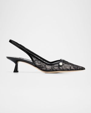 Amita 45 Lace Slingback Pumps