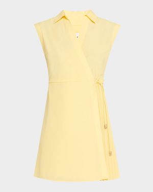 Shivon Cap-Sleeve Poplin Mini Wrap Dress