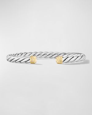 6mm Men's Cable Cuff Bracelet in Silver