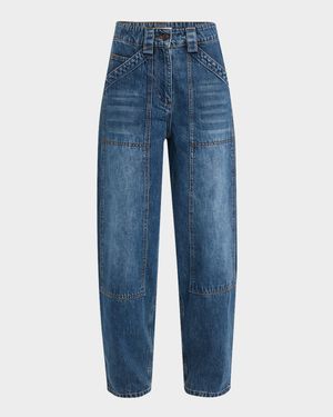 High-Rise Barrel-Leg Denim Pants