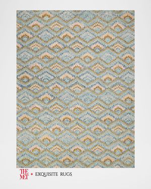 Bargello Hand-Tufted Light Blue Multi Rug, 9' x 12'