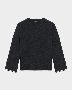 Stitched Wool-Cashmere Crewneck Sweater