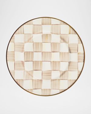 Mocha Check Salad Plate