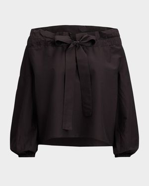 Ruffle-Collar Cotton-Silk Blouse