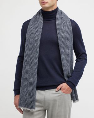 Men's Herringbone Cashmere Scarf