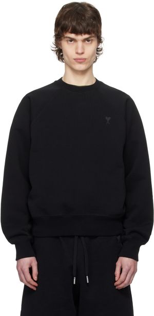 AMI Paris Black Cotton Tonal Ami de Coeur Sweatshirt