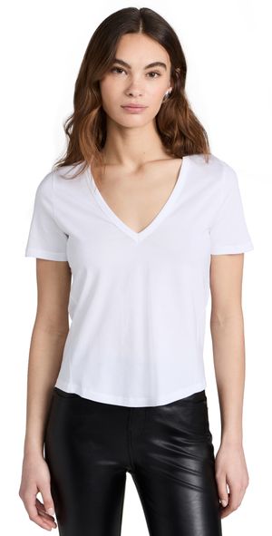 Veronica Beard Jean Cindy V Neck High Low Tee Black 3XL