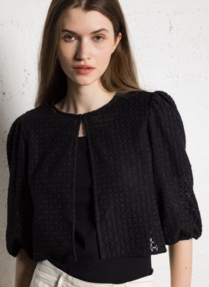 Maison 123 - Gilet droit en coton mélangé - Taille 46 - Noir