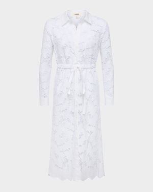 Emilio Floral Embroidered Midi Shirtdress