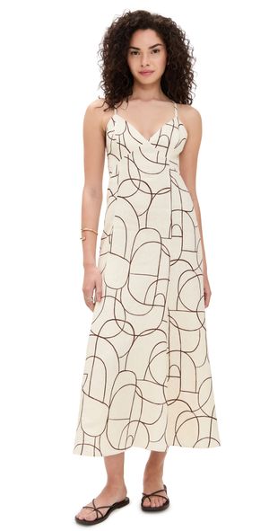 HEVRON Wyeth Dress Brown Geo Print 0