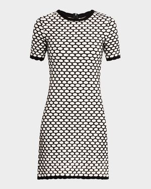 Honey Comb Sequin Knit Short-Sleeve Mini Dress