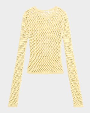 Enid Crystal Mesh Long-Sleeve Top