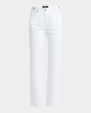 White Washed Denim Straight-Leg Pants