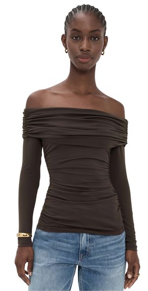 Susana Monaco Off Shoulder Gathered Top Java XL