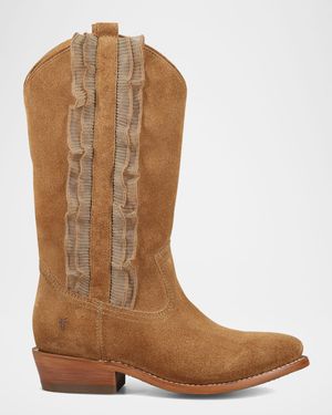 Billy Suede Ruffle Western Boots