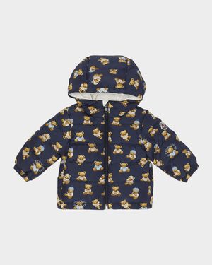 Boy's Semenat Teddy Bear Logo Hooded Down Jacket, Size 6M-3