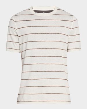 Men's Linen-Cotton Stripe Crewneck T-Shirt