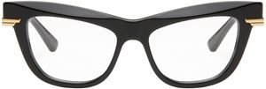 Bottega Veneta Black & Gold Cat-Eye Glasses
