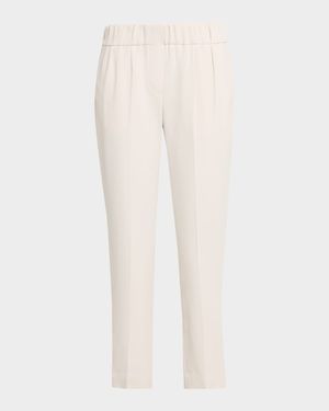 Crepe Cady Slim-Leg Ankle Pull-On Pants