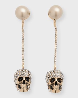 Pave Skull Chain Earrings