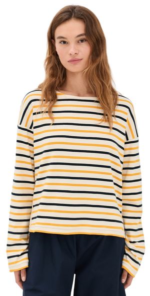 La Ligne Long Sleeve Breton Tee Ecru/Mustard/Navy S