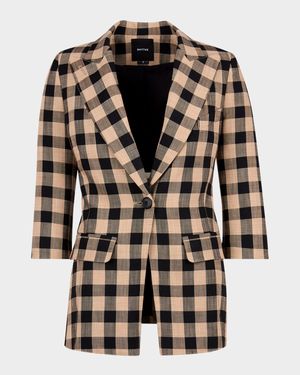 Check 3/4-Sleeve Blazer