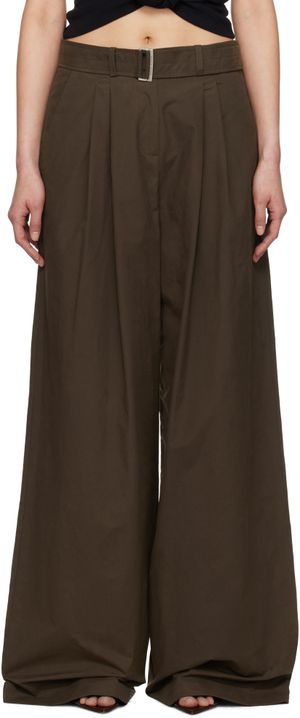 Magda Butrym Pantalon décontracté brun en coton à ceinture