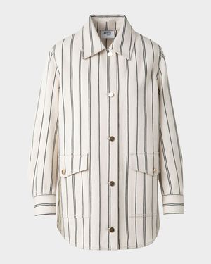 Striped Denim Cotton Gabardine Boyfriend Jacket