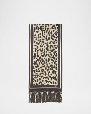 Animal Twill Fringe Scarf
