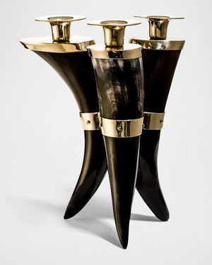 Bull Horn Triple Candleholder