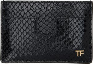 TOM FORD Black Printed Python Card Holder