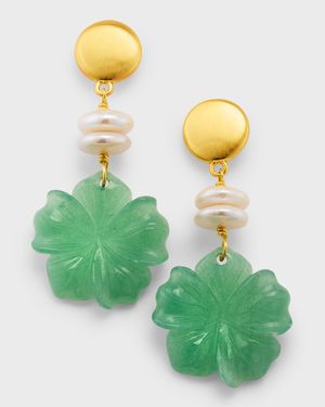 Jade Aventurine Flower Drop Earrings