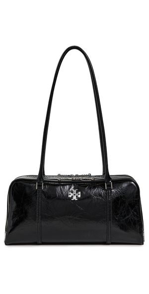 Tory Burch Crinkle Leather Small Marshmallow Satchel Black One Size