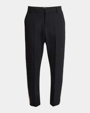 Men's Wool Pants With Strass Piping