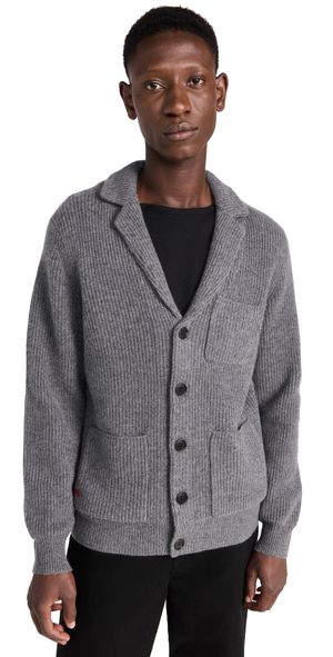 Alex Mill Ribbed Cardigan in Cashmere Heather Pewter XL