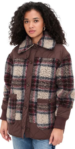 Free People Sana Quilted Bomber Jacket Pomegranate Combo XS