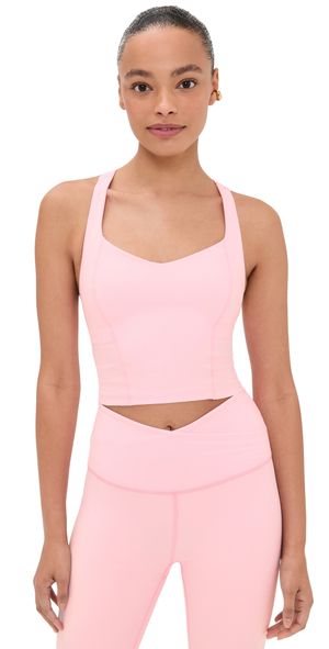 Beyond Yoga Intensity Racerack Cropped Tank Frosty Pink Heather L