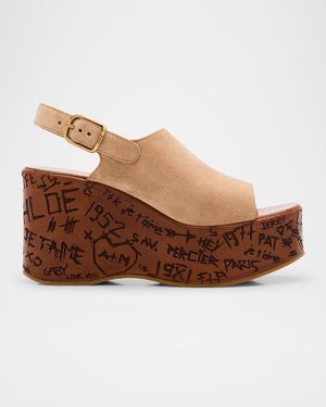 Maxime Platform Wedge Suede Sandals
