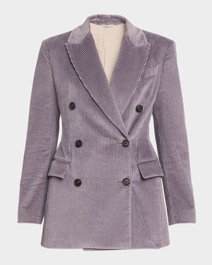 Double-Breasted Corduroy Blazer