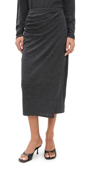Vince Waist Draped Midi Skirt Dk H Grey XXS