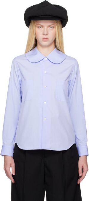 Comme des Garçons Girl Blue Patch Pocket Peter Pan Collar Shirt